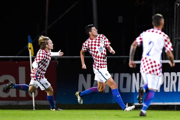 Kroatiens Mario Pasalic 0-1 - Trelleborg, Schweden - Fussball, U21, EM Quali, Nationalteam Länderspiel, Schweden vs. Kroatien.  Copyright: PETTERxARVIDSON BB161010PA035