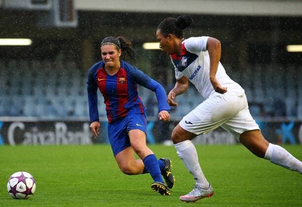 October 12, 2016 - Barcelona, Spain - Mariona Caldentey and Onome Ebi during the womens Champions league match between F.C. Barcelona v F.C. Minsk, in Barcelona, on October 12, 2016. Photo: Urbanandsport Nurphoto FC Bacelona v FC Minsk - Women Champions League  - ZUMAn230