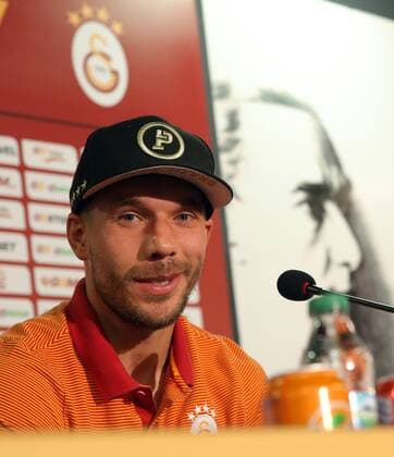 Galatasaray s German Player Lukas Podolski during a press conference PK Pressekonferenz for the media in Istanbul on October 13 , 2016. 