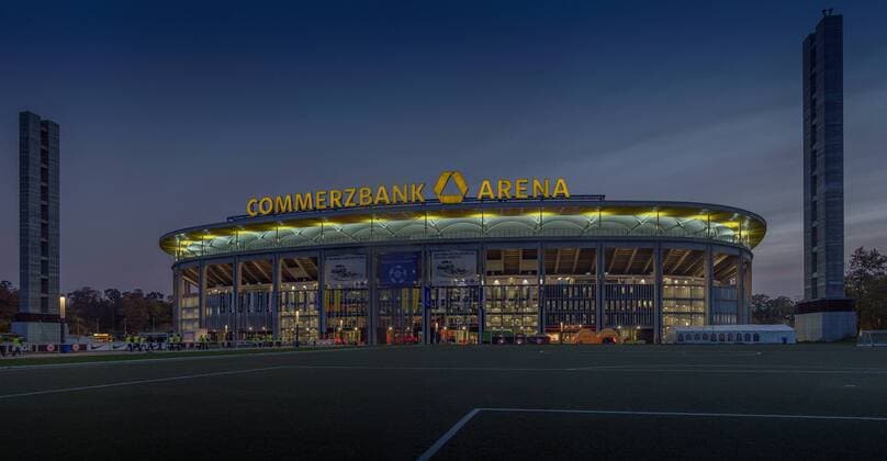 FRANKFURT AM MAIN, GER - October 30, Commerzbank-Arena . Im Bild: Commerzbank Arena bei Nacht .
