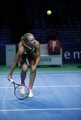 RUSSIAN FEDERATION. Moscow. 15 oct.2016. complex OLympic (Indoore stadium). XXVII Anniversary International tennis tournament VTB Kremlin Cup 2016. Women, Singles. PERVUSHINA Olesya (RUS) vs PODORSKA Nadia (ARG). PERVUSHINA Olesya (RUS) 