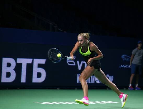 RUSSIAN FEDERATION. Moscow. 15 oct.2016. complex OLympic (Indoore stadium). XXVII Anniversary International tennis tournament VTB Kremlin Cup 2016. Women, Singles. PERVUSHINA Olesya (RUS) vs PODORSKA Nadia (ARG). PERVUSHINA Olesya (RUS) 
