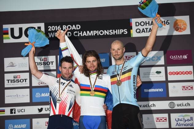 16-10-2016 World Championships Elite; 2016, Tinkoff; 2016, Dimension Data; 2016, Etixx - Quick Step; Sagan, Peter; Cavendish, Mark; Boonen, Tom; Doha; 