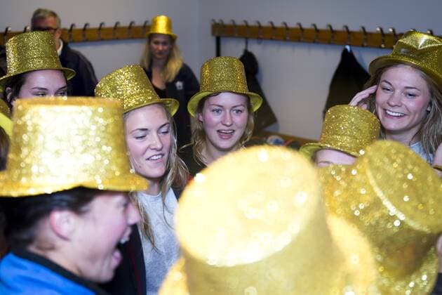 Fußball, Damen SWE, Linköping FC gewinnt die schwedische Meisterschaft 161016 Linköping jublar efter att SM-Guldet är klart efter fotbollsmatchen i Damallsvenskan mellan Vittsjö och Linköping den 16 oktober 2016 i Vittsjö.  Copyright: AVDOxBILKANOVIC BB161016BB578