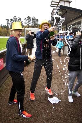 Fußball, Damen SWE, Linköping FC gewinnt die schwedische Meisterschaft 161016 Linköping jublar efter att SM-Guldet är klart efter fotbollsmatchen i Damallsvenskan mellan Vittsjö och Linköping den 16 oktober 2016 i Vittsjö.  Copyright: AVDOxBILKANOVIC BB161016BB627