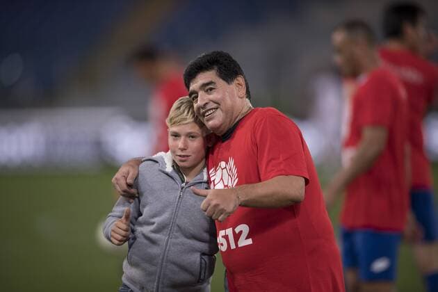 (L-R) Christian Totti, Diego Maradona, OCTOBER 12, 2016 - Football Soccer : The charity match Uniti per la Pace at Stadio Olimpico in Rome, Italy, Noxthirdxpartyxsales  (ptmb101098)