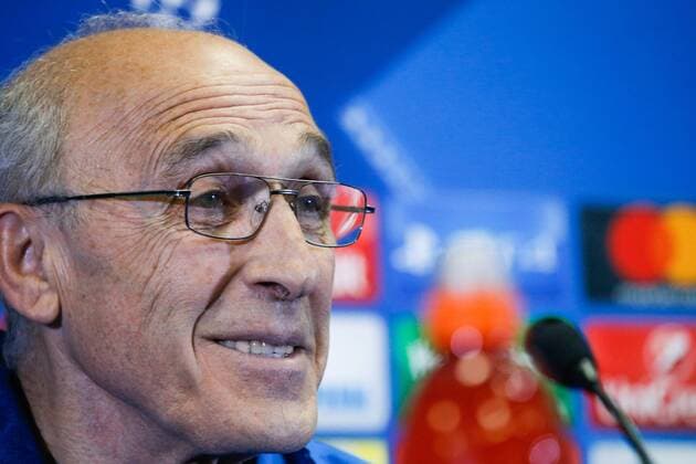 ROSTOV-ON-DON, RUSSIA - OCTOBER 18, 2016: FC Rostov head coach Ivan Daniliants smiles at a press conference PK Pressekonferenz ahead of their 2016 17 Season UEFA Champions League Group D Round 3 football match against FC Atletico Madrid. Valery Matytsin TASS  TS034D3F