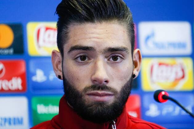 FuÃŸball, CL, PK Atletico Madrid in Rostow ROSTOV-ON-DON, RUSSIA - OCTOBER 18, 2016: FC Atletico Madrid midfielder Yannick Ferreira Carrasco looks on at a news conference on the upcoming 2016 17 Season UEFA Champions League Group D Round 3 football match against FC Rostov. Valery Matytsin TASS  TS034D4C