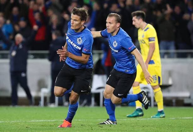 Club s Jelle Vossen celebrates after scoring during the third game of the group stage of the UEFA Champions League competition between Belgian first division soccer team Club Brugge KV and Portugese club FC Porto in Brugge, Tuesday 18 October 2016. VIRGINIExLEFOUR  x04959726x