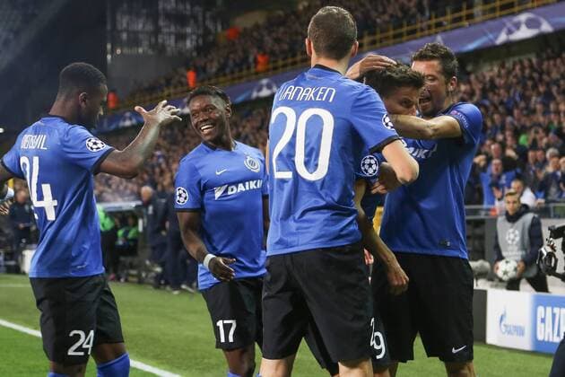 Club s Jelle Vossen celebrates after scoring during the third game of the group stage of the UEFA Champions League competition between Belgian first division soccer team Club Brugge KV and Portugese club FC Porto in Brugge, Tuesday 18 October 2016. BRUNOxFAHY  x04959736x