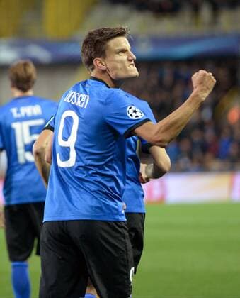Jelle Vossen forward of Club Brugge celebrates with teammates after scoring FOOTBALL : FC Bruges vs FC Porto - Ligue des Champions - 18 10 2016 Photonews Panoramic 