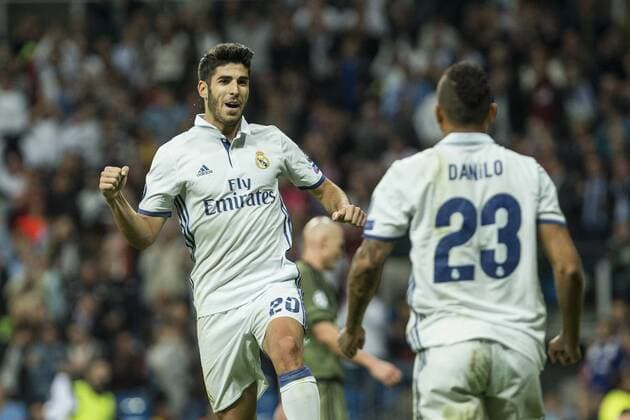 Real Madrid s Marco Asensio during the match of UEFA Champions League group stage between Real Madrid and Legia de Varsovia at Santiago Bernabeu Stadium in Madrid, Spain. October 18, 2016.  (20161018046)
