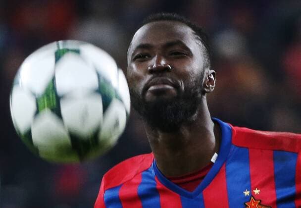 MOSCOW, RUSSIA - OCTOBER 18, 2016: CSKA Moscow s Lacina Traore in action in their 2016 17 Season UEFA Champions League Group E Round 3 football match against AS Monaco at the Arena CSKA Stadium. Valery Sharifulin TASS  TS034DCA