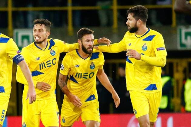 Porto s defender Miguel Layun celebrates after scoring during the third game of the group stage of the UEFA Champions League competition between Belgian first division soccer team Club Brugge KV and Portugese club FC Porto in Brugge, Tuesday 18 October 2016. KURTxDESPLENTER  x04959970x