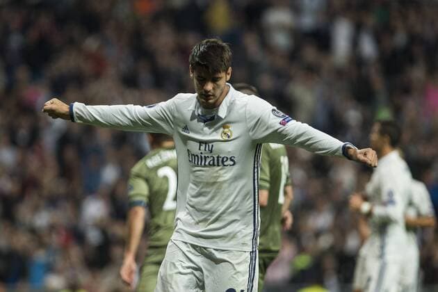 Real Madrid s Alvaro Morata during the match of UEFA Champions League group stage between Real Madrid and Legia de Varsovia at Santiago Bernabeu Stadium in Madrid, Spain. October 18, 2016.  (20161018036)