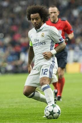 Real Madrid s Marcelo Vieira during the match of UEFA Champions League group stage between Real Madrid and Legia de Varsovia at Santiago Bernabeu Stadium in Madrid, Spain. October 18, 2016.  (20161018010)