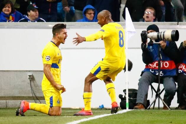 Poto s forward Andre Silva celebrates after scoring during the third game of the group stage of the UEFA Champions League competition between Belgian first division soccer team Club Brugge KV and Portugese club FC Porto in Brugge, Tuesday 18 October 2016. KURTxDESPLENTER  x04960094x