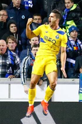 Poto s forward Andre Silva celebrates after scoring during the third game of the group stage of the UEFA Champions League competition between Belgian first division soccer team Club Brugge KV and Portugese club FC Porto in Brugge, Tuesday 18 October 2016. KURTxDESPLENTER  x04960096x