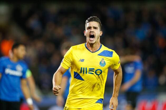 Porto s forward Andre Silva celebrates after scoring during the third game of the group stage of the UEFA Champions League competition between Belgian first division soccer team Club Brugge KV and Portugese club FC Porto in Brugge, Tuesday 18 October 2016. BRUNOxFAHY  x04960103x