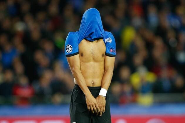 Club s Ricardo van Rhijn looks dejected during the third game of the group stage of the UEFA Champions League competition between Belgian first division soccer team Club Brugge KV and Portugese club FC Porto in Brugge, Tuesday 18 October 2016. BRUNOxFAHY  x04960052x
