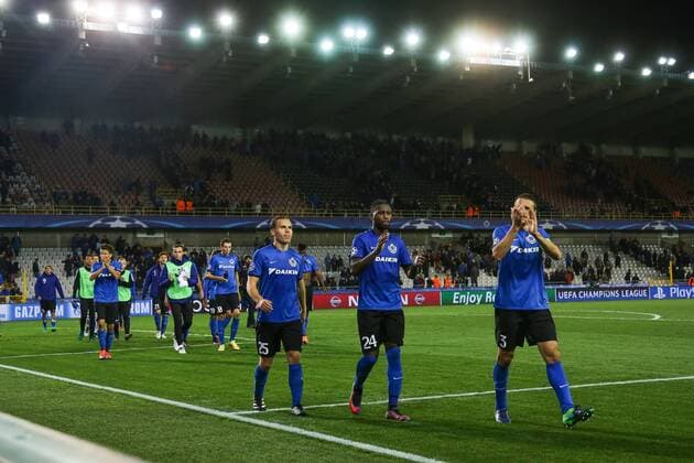 Club s players look dejected after the third game of the group stage of the UEFA Champions League competition between Belgian first division soccer team Club Brugge KV and Portugese club FC Porto in Brugge, Tuesday 18 October 2016. BRUNOxFAHY  x04960104x
