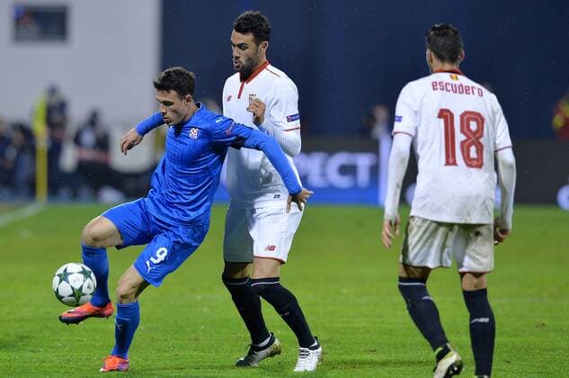 UEFA Champions League, GNK Dinamo - Sevilla 18.10.2016., Maksimir Stadium, Zagreb - UEFA Champions League, Group H, Round 3, GNK Dinamo - Sevilla FC.Angelo Henriquez  MarkoxLukunic PIXSELL