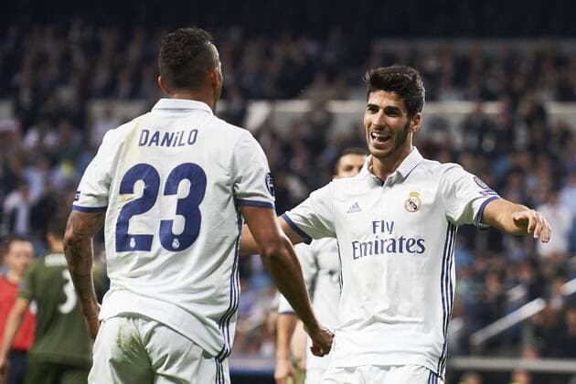 October 18, 2016 - Madrid, Spain - Marco Asensio (midfielder; Real Madrid), Danilo (defender; Real Madrid) in action during the UEFA Champions League match between Real Madrid and Legia Warszawa at Santiago Bernabeu on October 18, 2016 in Madrid Real Madrid vs Legia Warszawa UEFA Champions League.  - ZUMAg15_ 20161018_zaf_g15_079