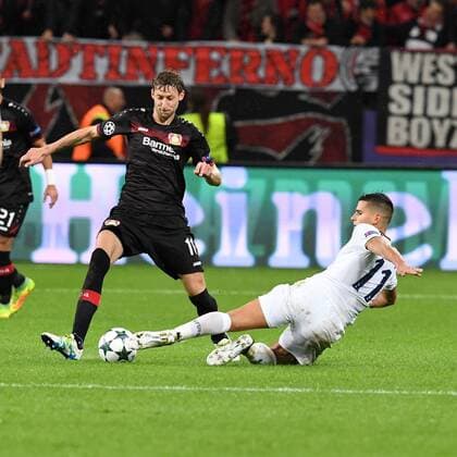 Fussball, UEFA Champions League, Saison 2016 2017, Spieltag 3, Bayer 04 Leverkusen, Tottenham Hotspur 18.10.2016, Bayarena Leverkusen ,Stefan Kießling Bayer 04 Leverkusen, Erik Lamela, Tottenham Hotspur FC