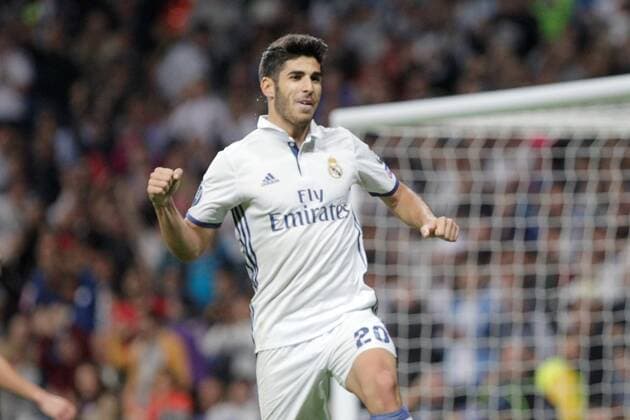 18.10.2016. Madrid, Spain. UEFA Champions League football. Real Madrid versus Legia Warsaw. Celebrations for the goal scorer Asencio (Real Madrid) for 2-1 in the 37th minute xlaurent.lairysx  ActionPlus11801492