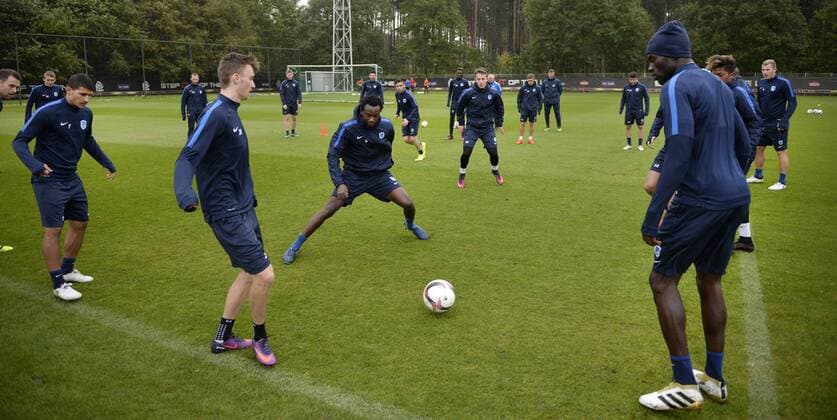 Genk s players pictured during a training of Belgian soccer team RC Genk, Wednesday 19 October 2016, in Genk. Tomorrow Genk is playing the third game of the group stage of the Europa League competition against Portuguese team Athletic Bilbao. YORICKxJANSENS  x04960157x