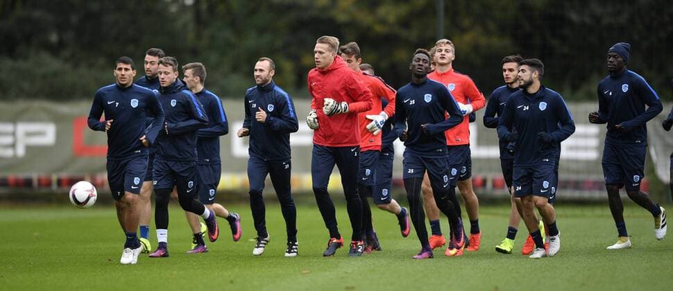 Genk s players pictured during a training of Belgian soccer team RC Genk, Wednesday 19 October 2016, in Genk. Tomorrow Genk is playing the third game of the group stage of the Europa League competition against Portuguese team Athletic Bilbao. YORICKxJANSENS  x04960186x