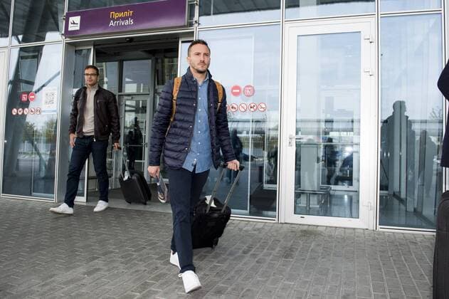 Gent s Danijel Milicevic pictured during the arrival of Belgian soccer team KAA Gent, Wednesday 19 October 2016, in Lviv, Ukraine. Tomorrow Gent is playing Ukraine club Shaktar Donetsk in the third match of the group stage of the Europa League competition. JASPERxJACOBS  x04960428x