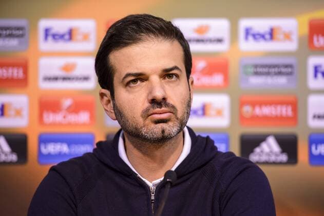 Panathinaikos head coach Italian Andrea Stramaccioni pictured during a press conference PK Pressekonferenz of Greek soccer team Panathinaikos, Wednesday 19 October 2016, in Liege. Tomorrow Panathinaikos is playing the third game of the group stage of the Europa League competition against Belgian soccer team Standard de Liege. NICOLASxLAMBERT  x04960776x