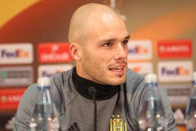 Anderlecht s Bram Nuytinck pictured during a press conference PK Pressekonferenz of Belgian soccer team RSC Anderlecht, Wednesday 19 October 2016, in Mainz, Germany. Tomorrow Anderlecht is playing German club FSV Mainz in the third match of the group stage of the Europa League competition. VIRGINIExLEFOUR  x04960795x