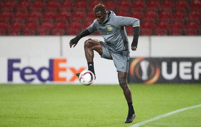 Anderlecht s Stephane Badji fights for the ball during a training of Belgian soccer team RSC Anderlecht, Wednesday 19 October 2016, in Mainz, Germany. Tomorrow Anderlecht is playing German club FSV Mainz in the third match of the group stage of the Europa League competition. VIRGINIExLEFOUR  x04960980x