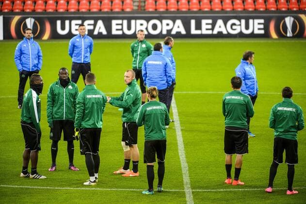 Illustration picture shows a training of Greek soccer team Panathinaikos, Wednesday 19 October 2016, in Liege. Tomorrow Panathinaikos is playing the third game of the group stage of the Europa League competition against Belgian soccer team Standard de Liege. NICOLASxLAMBERT  x04960897x