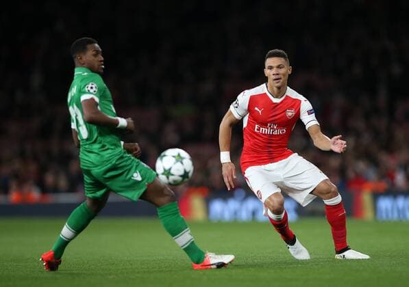 Arsenal s Kieran Gibbs in action during the Champions League group A match at the Emirates Stadium, London. Picture date October 19th, 2016 Pic David Klein Sportimage EDITORIAL USE ONLY. No use with unauthorised audio, video, data, fixture lists, club league logos or live services. Online in-match use limited to 120 images, no video emulation. No use in betting, games or single club league player publications.