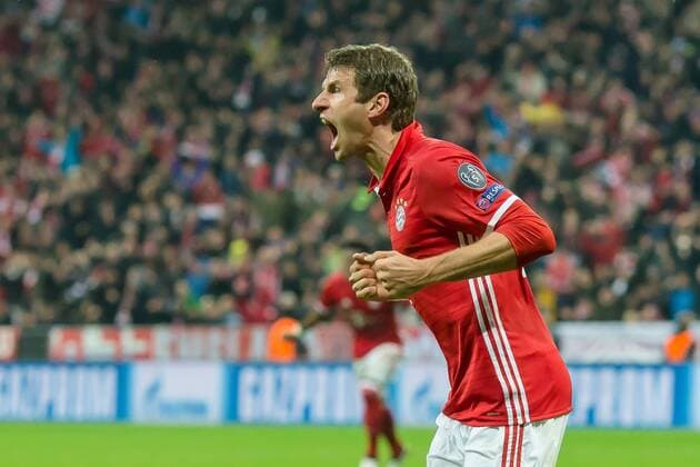 Munich, Germany 19.10.2016, UEFA Champions League - 2016 17 Season, Group D - Matchday 3, FC Bayern Muenchen - PSV Eindhoven, Thomas Mueller (FCB) bejubelt sein Tor zum 1:0 ( DeFodi048