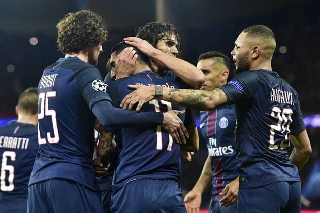 Fußball, CL, Paris St. Germain - FC Basel DI MARIA Angel (PSG) CAVANI Edinson (PSG) - Fussball, Champions League, Paris Saint Germain PSG vs. FC Basel - 19 10 2016 JBAutissier Panoramic 
