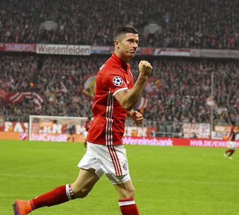 19.10.2016, Fussball Champions-League 2016 2017, Vorrunde 3.Spieltag, FC Bayern München - PSV Eindhoven, in der Allianzarena München. Torjubel Robert Lewandowski (FC Bayern München). 