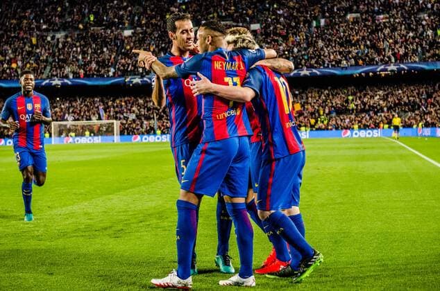 October 19, 2016 - Barcelona, Catalonia, Spain - FC Barcelona Barca forward MESSI celebrates his goal with teammates during the Champions League match between FC Barcelona and Manchester City at the Camp Nou stadium in Barcelona FC Barcelona v Manchester City - Champions League - ZUMAo105 20161019_zap_o105_001