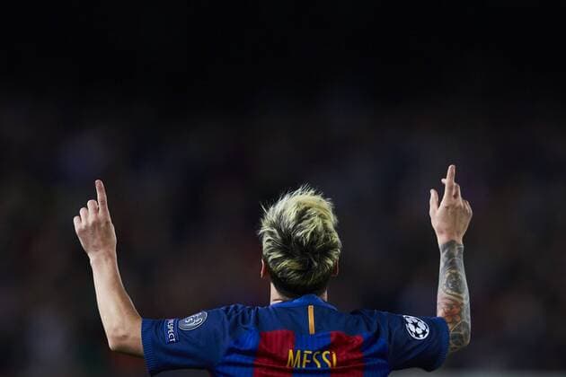 19.10.2016, xslx, Fussball UEFA Champions League, FC Barcelona Barca - FC Manchester City, emspor, v.l. Lionel Messi (FC Barcelona) Jubelt nach dem Tor zum 2-0 Barcelona