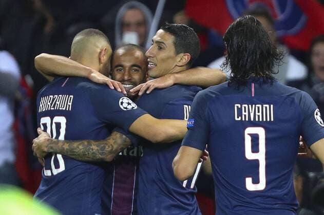 Lucas (PSG) Layvin Kurzawa (PSG), Angel Di Maria (PSG) - Fussball, Champions League, Paris Saint Germain PSG vs. FC Basel - 19 10 2016 GwendolineLeGoff Panoramic 