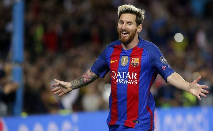 Messi. Champions League match between FC Barcelona and Manchester City. In this picture, Messi celebrates after scoring. xFRANCESCxADELANTADOx 