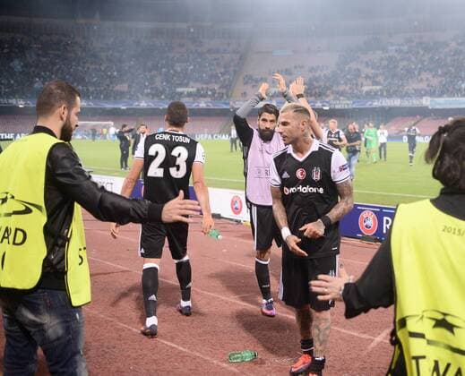 UEFA Champions League Group B match between Napoli and Besiktas at San Paolo Stadium in Napoli, Italy , 19 October 2016. Final Score : Napoli 2 - Besiktas 3 Pictured Besiktas players celebrates after the match. ( Ricardo Quaresma ) 