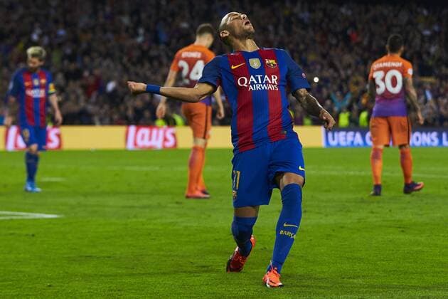 19.10.2016, xslx, Fussball UEFA Champions League, FC Barcelona Barca - FC Manchester City, emspor, v.l. Neymar da Silva Jr (FC Barcelona) Jubelt nach dem Tor zum 4-0 Barcelona