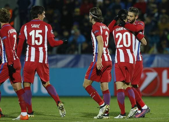 Fußball, CL, FK Rostow - Atletico Madrid Carrasco. Champions League match between FK Rostov and Atletico Madrid. In this picture, Carrasco celebrates his goal. xPabloxGarciax 