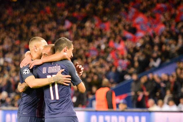 11 ANGEL DI MARIA (psg) - 07 LUCAS MOURA (psg) - JOIE - SUPPORTERS FOOTBALL : Paris SG vs FC Basel - Champions League - 19 10 2016 AnthonyBIBARD FEP Panoramic 