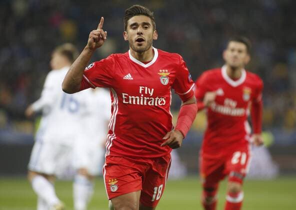 October 19, 2016 - Benfica Eduardo Salvio celebrates after scoring during the UEFA Champions League Group stage match between FC Dynamo Kiev and Benfica FC at the Olympic Stadium in Kiev on 19 October , 2016. The UEFA Champions League Group stage match between FC Dynamo Kiev and Benfica FC - ZUMAs334 20161019_zap_s334_039