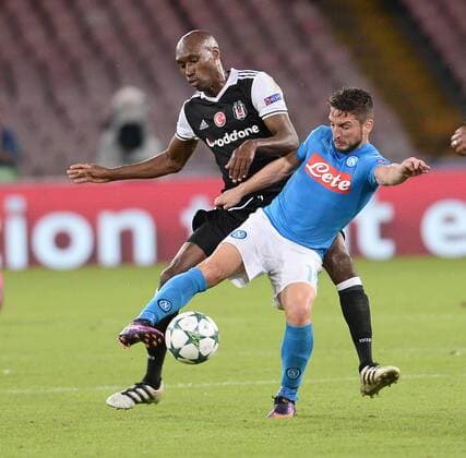 UEFA Champions League Group B match between Napoli and Besiktas at San Paolo Stadium in Napoli, Italy , 19 October 2016. Final Score : Napoli 2 - Besiktas 3 Pictured Marcelo of Besiktas and Dries Mertens of Napoli. 